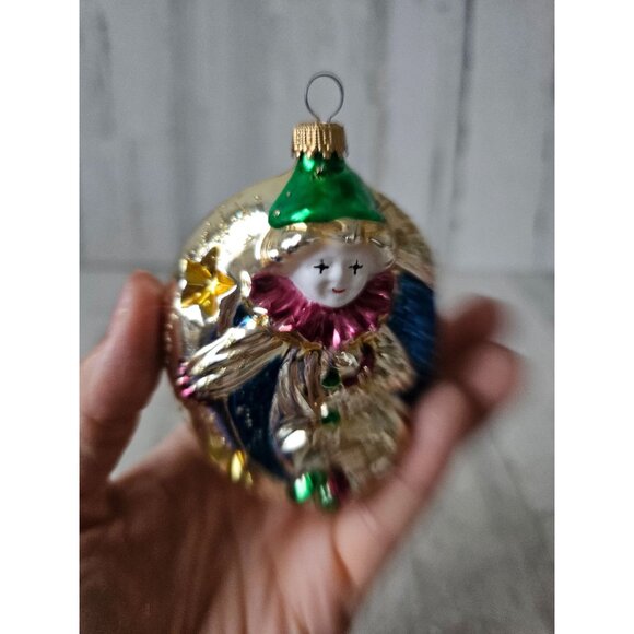 Vintage Mercury glass jester clown Moon ornament glass Xmas tree - Picture 2 of 7